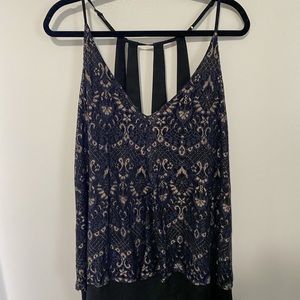 Black and gold lace camisole